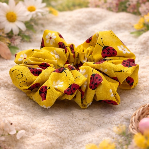 Ladybug Spring Scrunchie – Standard Size - Picture 2 of 3